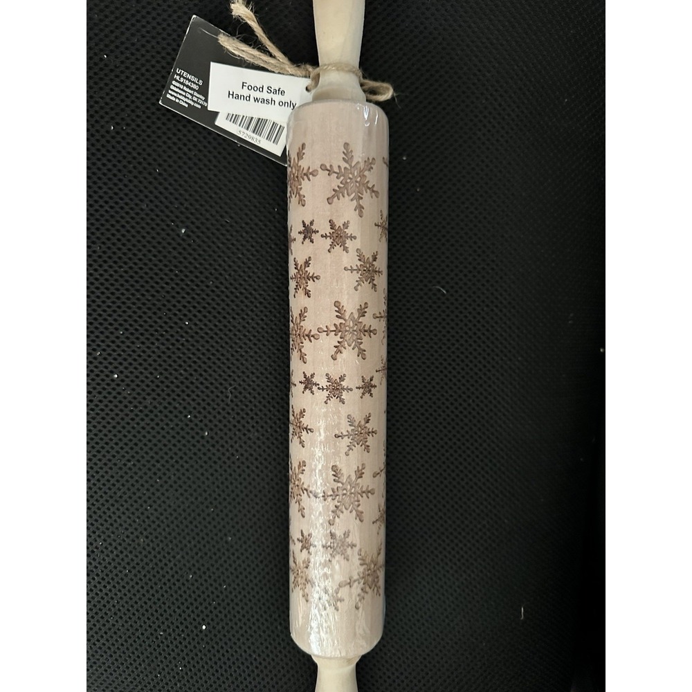 Robert Stanley Snowflake Embossed Rolling Pin Holiday Kitchen Decor‎